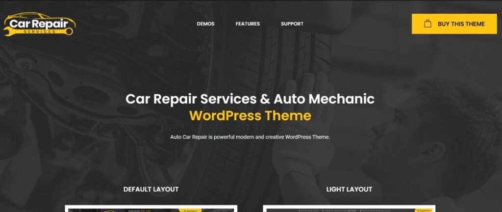 car repair service and auto mechanic wordpress theme