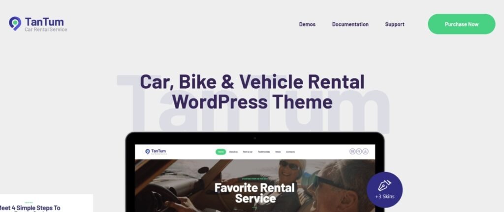 car bike and vehicle rental wordpress theme
