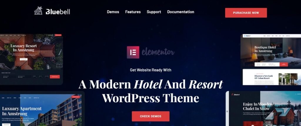 bluebell modern hotel and resort wordpress theme
